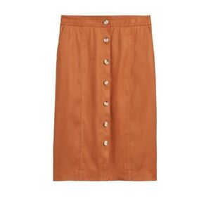 NWT Banana Republic Size 4 petite knee length linen skirt. Rust brown.